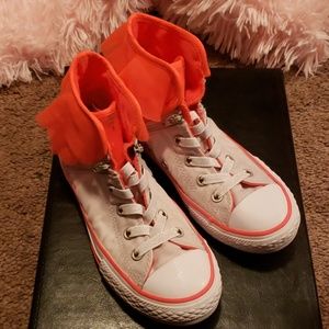 Girls neon orange lace shoes